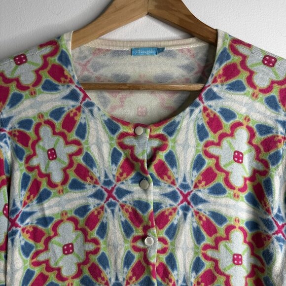 J McLaughlin Cardigan Sweater Womens Medium Floral Button Up Retro Print Knit - Picture 2 of 12
